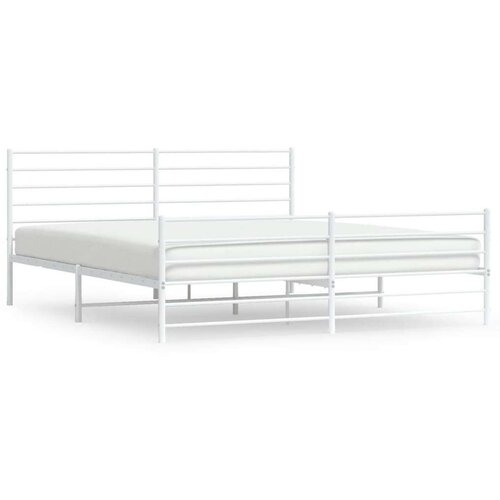 VidaXL Metalni okvir kreveta uzglavlje i podnožje bijeli 193x203 cm Slike