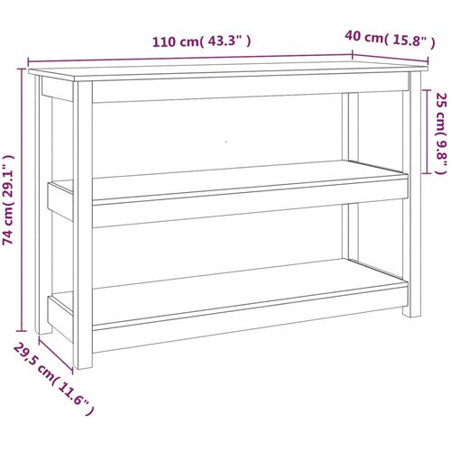  Konzolni stol 110 x 40 x 74 cm od masivne borovine Slike