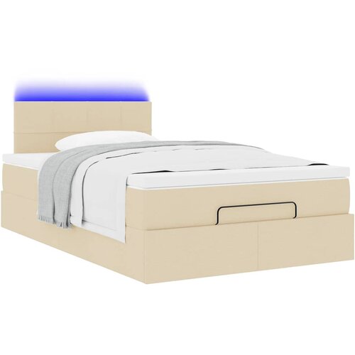  Otomanski krevet madracem i LED krem 120x190 cm tkanina Slike