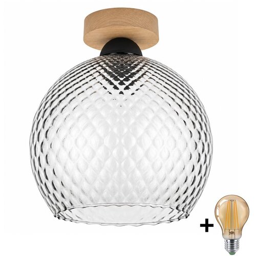 Brilagi LED plafonsko svetlo R GLASS 1xE27/60W/230V &amp;Oslash; 25 cm hrast/dimna siva Slike