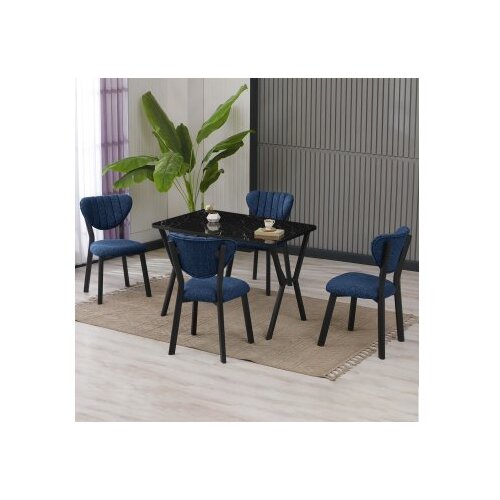Hanah home Trpezarijski sto i stolice Elma, Plavo-crni Slike