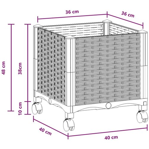  Vrtni saksija s kotačima Crna 40 x 40 x 44 cm PP - Crna 40 x 40 x 38 cm s kotačima Slike