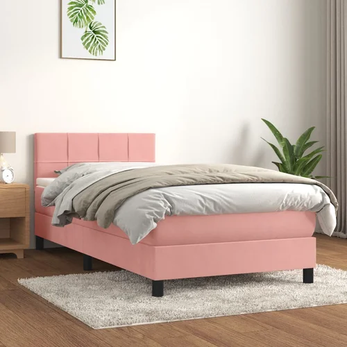 vidaXL Box spring krevet s madracem ružičasti 90x190 cm baršunasti