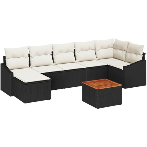  Sjedeća garnitura za vrt 8 kom. Crna i Krema poliratan 288,5 x 123,5 x 69 cm Slike