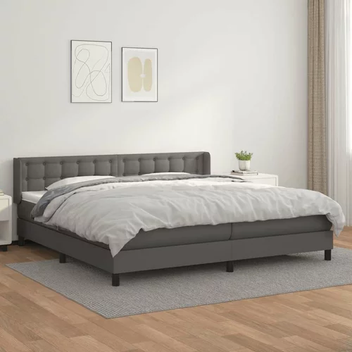  Box spring postelja z vzmetnico siva 200x200 cm umetno usnje, (20788867)