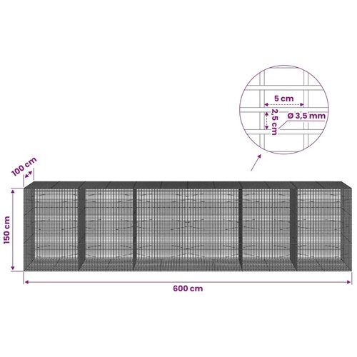  Gabion s žicom debljine 3 5 mm i mrežom 5x2 5 cm 600x100x150 cm - 100 cm 150 cm 600 cm Slike