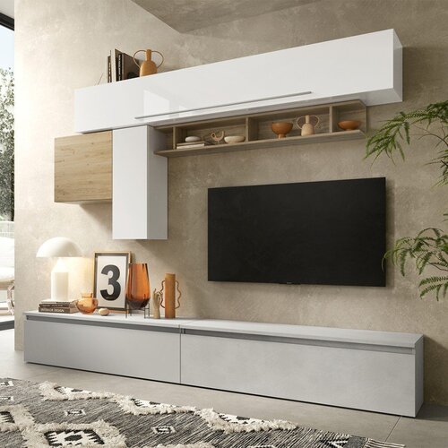 LC Mobili Moderna TV zidna jedinica s bijelom policom INFINITY 2.0 900017 Slike