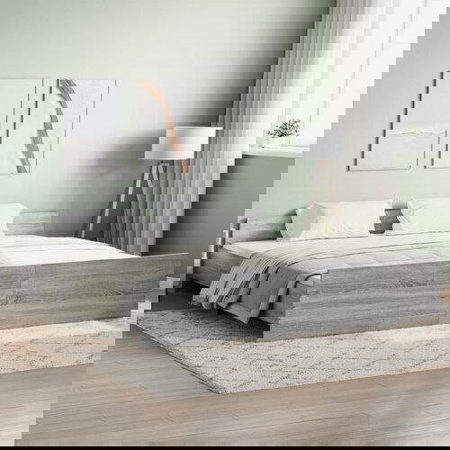 VidaXL Posteljni okvir z vzglavjem in vznožjem siva sonoma 200x200 cm Slike