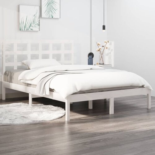 The Living Store Posteljni okvir bel iz trdnega lesa 200x200 cm - Posteljni Okvir, (21527640) Slike