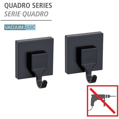 Wenko Črni plastični obe&amp;scaron;alniki v kompletu 2 ks z namestitvijo brez vrtanja Quadro &amp;ndash; Slike