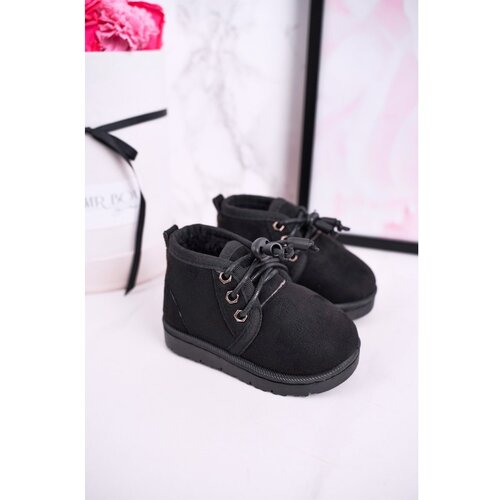 Kesi Children's Lace-up Snow Boots Insulated With Fur Black Hunter Cene