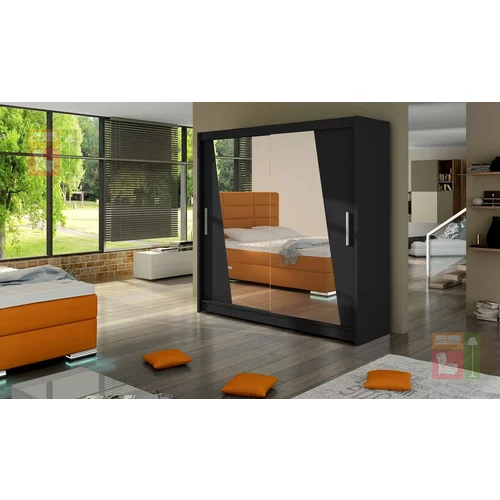 ADRK Furniture Garderobna omara z drsnimi vrati Preto 180x215x58