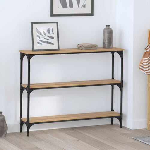 VidaXL Konzolna stolica s policom hrast artisan 100 x 22.5 x 75 cm Slike