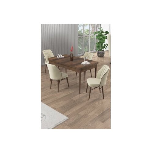 Hanah home Rasklopivi trpezarijski sto i stolice (5 delova) Uzi Baroque Cream Cene