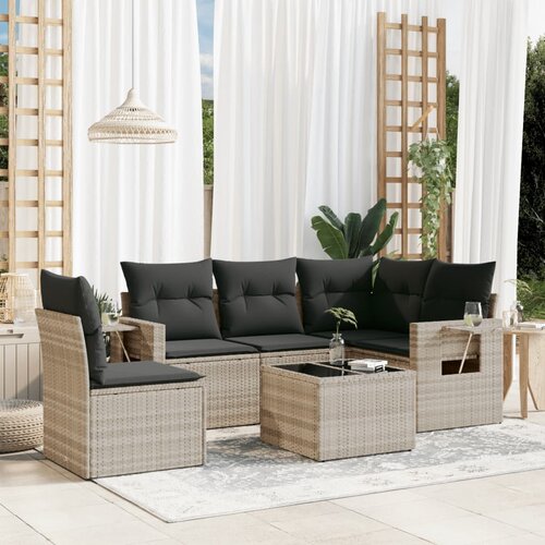 vidaXL 6-dijelni set vrtnih sofa od poliratana s jastucima svjetlosivi Cijene