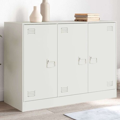 VidaXL Komoda bela 99x39x73 cm jeklo Slike