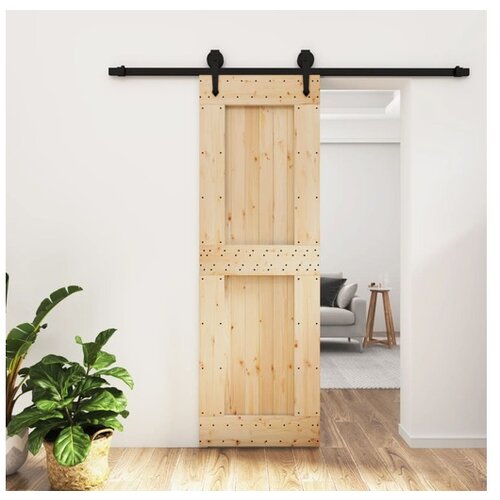 VidaXL Klizna vrata s priborom za montažu 70 x 210 cm masivna borovina Slike