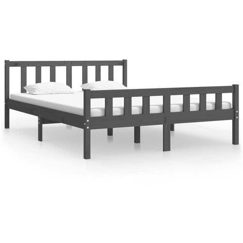  Okvir za krevet od masivnog drva sivi 140 x 190 cm Slike