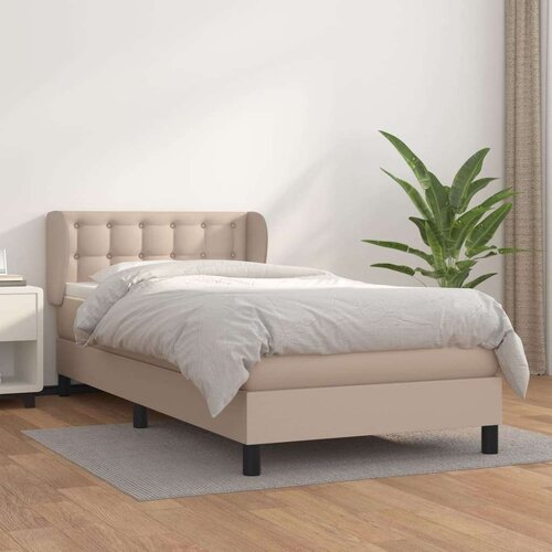  Krevet s oprugama i madrac cappuccino 90x200 cm od umjetne kože Slike