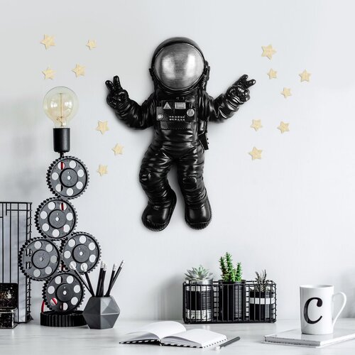 Wallity zidna dekoracija Cosmonaut 4, 35cmx47cmx10cm, Crna Cene