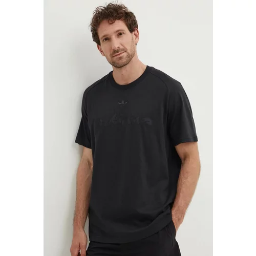 Adidas Bombažna kratka majica moška, črna barva, IT7473