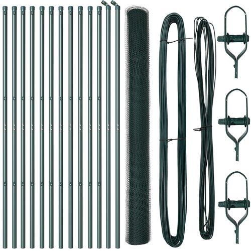 VidaXL &amp;Scaron;esterokotna ograja Zelena 1.6x25 m Jeklo, Ograjne stebre 13 kosov Zelene &amp;Oslash;32 mm 210 cm Galvanizirano jeklo Slike