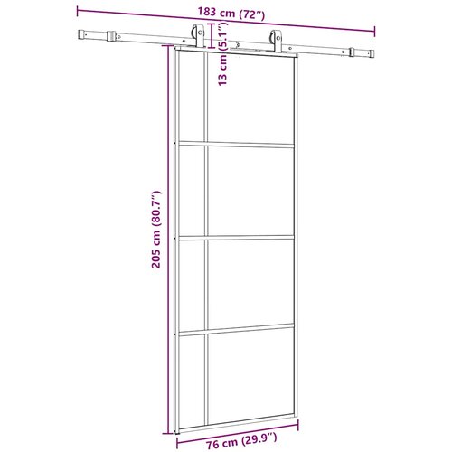  Klizna vrata s priborom crna 76 x 205 cm od ESG stakla Slike