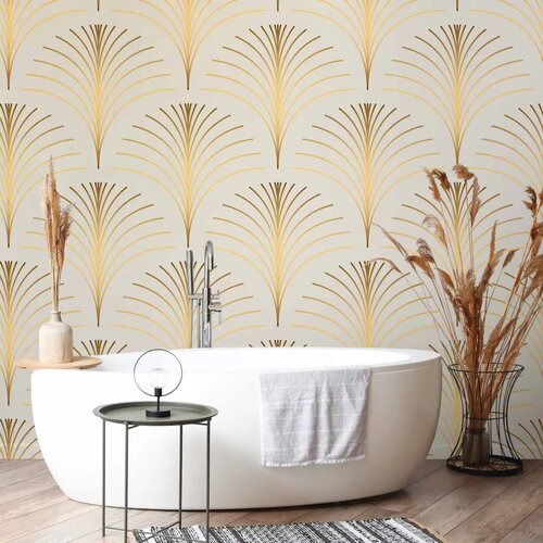  Foto tapeta - Gold Linear Pattern on Marble Background 150x105 Vodootporna Slike