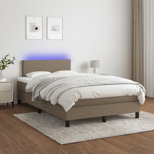 VidaXL Box spring postelja z vzmetnico LED taupe 120x200 cm blago Slike