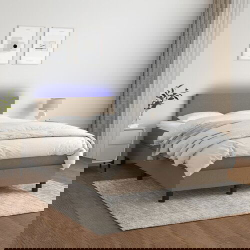 vidaXL Krevet box spring s madracem LED smeđesivi 120 x 200 cm tkanina Cijene