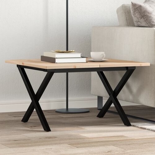 VidaXL Stolić za kavu X-oblika 70x70x40 cm borovina i lijevano željezo Slike