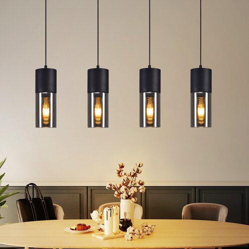 Nettlife viseča svetilka za jedilno mizo, E27, 4 žarnice, nastavljiva LED, moderna steklena senčila, (22122981) Cene