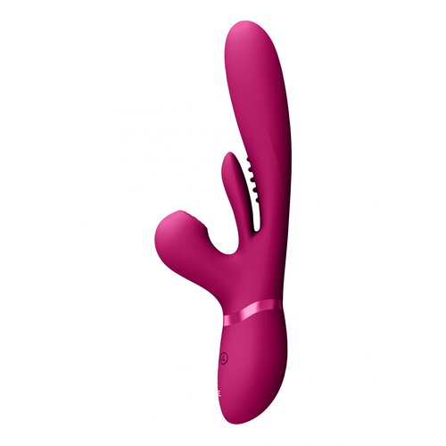 VIVE Kura Thrusting G-Spot Vibrator with Flapping Tongue and Pulse Wave Stimulator Pink Slike