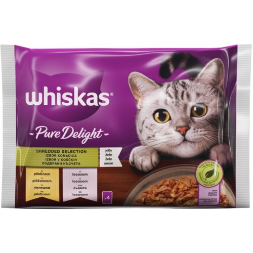 mačke vlažna izbor želeu 4x85g za puredelight odrasle hrana multipack u mešani Whiskas