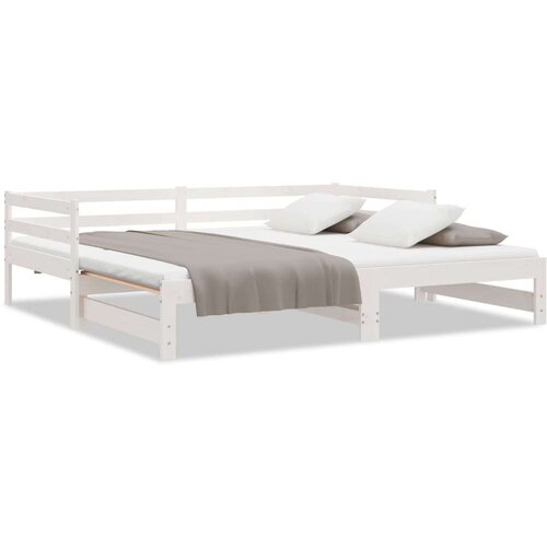 VidaXL Dnevni ležaj na izvlačenje bijeli od borovine 2 x (90 x 200) cm Slike