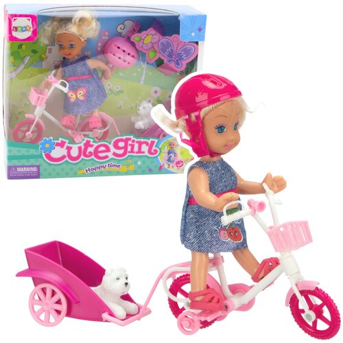 Mini lutka na biciklu sa prikolicom i psom Slike