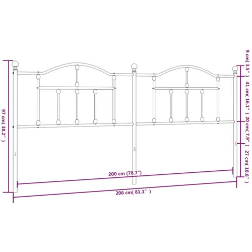  Metalno zamjensko uzglavlje crno 200 cm Slike