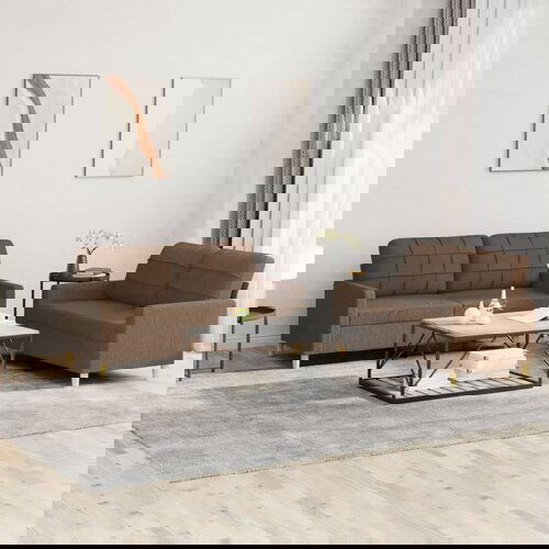 VidaXL 2-dijelni set sofa s jastucima smeđi od tkanine Slike