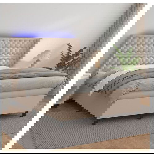 VidaXL Box spring postelja z vzmetnico LED kapučino 140x190 Slike