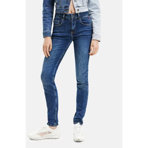 Desigual Jeans hlače 23SWDD21 Mornarsko modra Skinny Fit