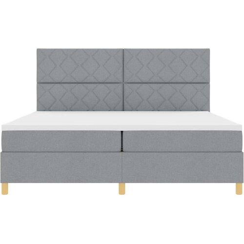  LED Box Spring Krevet Svijetlo siva 200 x 200 cm tkanina Svjetlosiva Slike