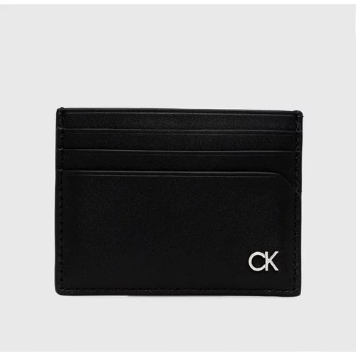 Calvin Klein Usnjen etui za kartice črna barva