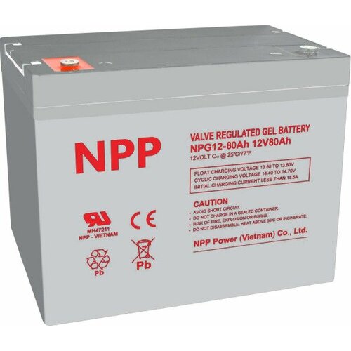 NPP NPG12V 80Ah, GEL BATTERY, C20=80AH, T16, 330x171x214x220, 22,6KG, Light grey Cene