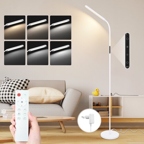 Nettlife LED talna svetilka za dnevno sobo, zatemnljiva bela talna svetilka, 11 W, 360&deg; prilagodljiv kavč, (22148949) Cene