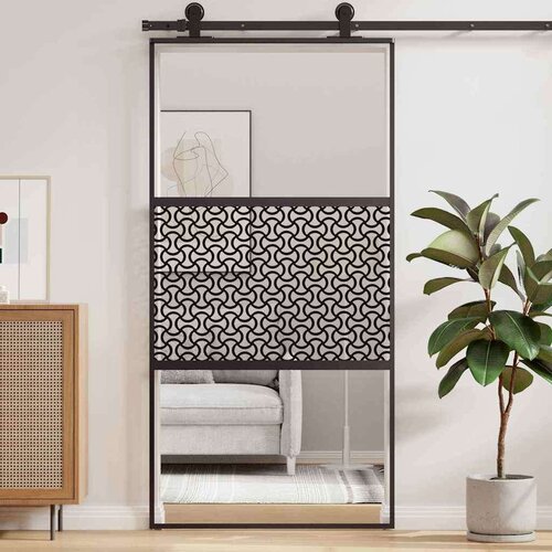 VidaXL Klizna vrata Crna 102.5 x 205 cm Kaljeno staklo, aluminij Slike