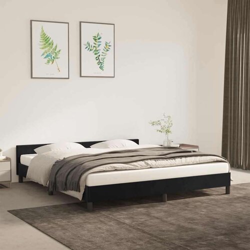 VidaXL Okvir za krevet s uzglavljem crni 180x200 cm bar&amp;scaron;unasti Slike
