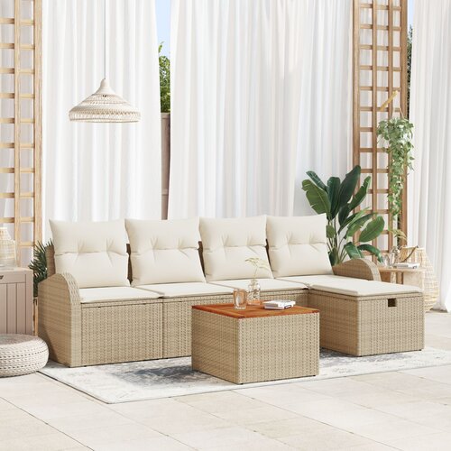 vidaXL 6-dijelni vrtni sofa set s jastučićima bež poly ratan Cene