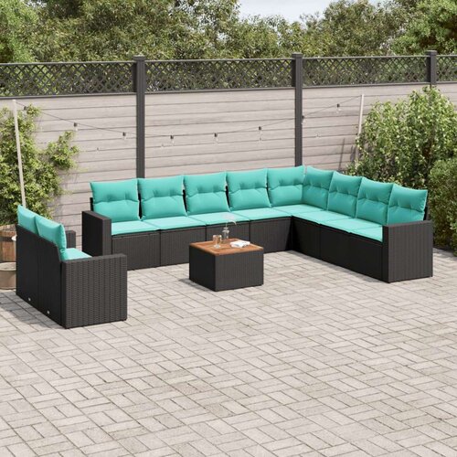  Vrtna garnitura - 11-dijelni set vrtnih sofa od poliratana s jastucima crni - Crna 1 Cijene
