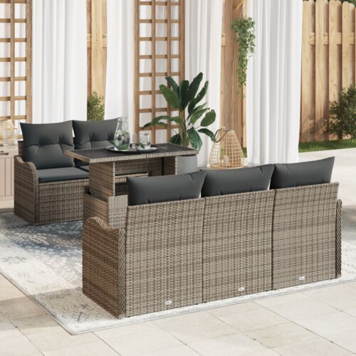  Set vrtnih sofa od 6 dijelova s jastučićima siva poli ratan Cijene