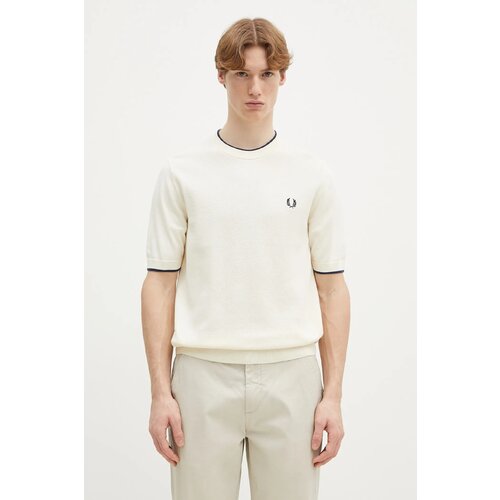 Fred Perry Pamučna majica za mu&amp;scaron;karce, boja: bež, bez uzorka, K7642.S64 Slike